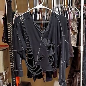 Disressed Black Pullover